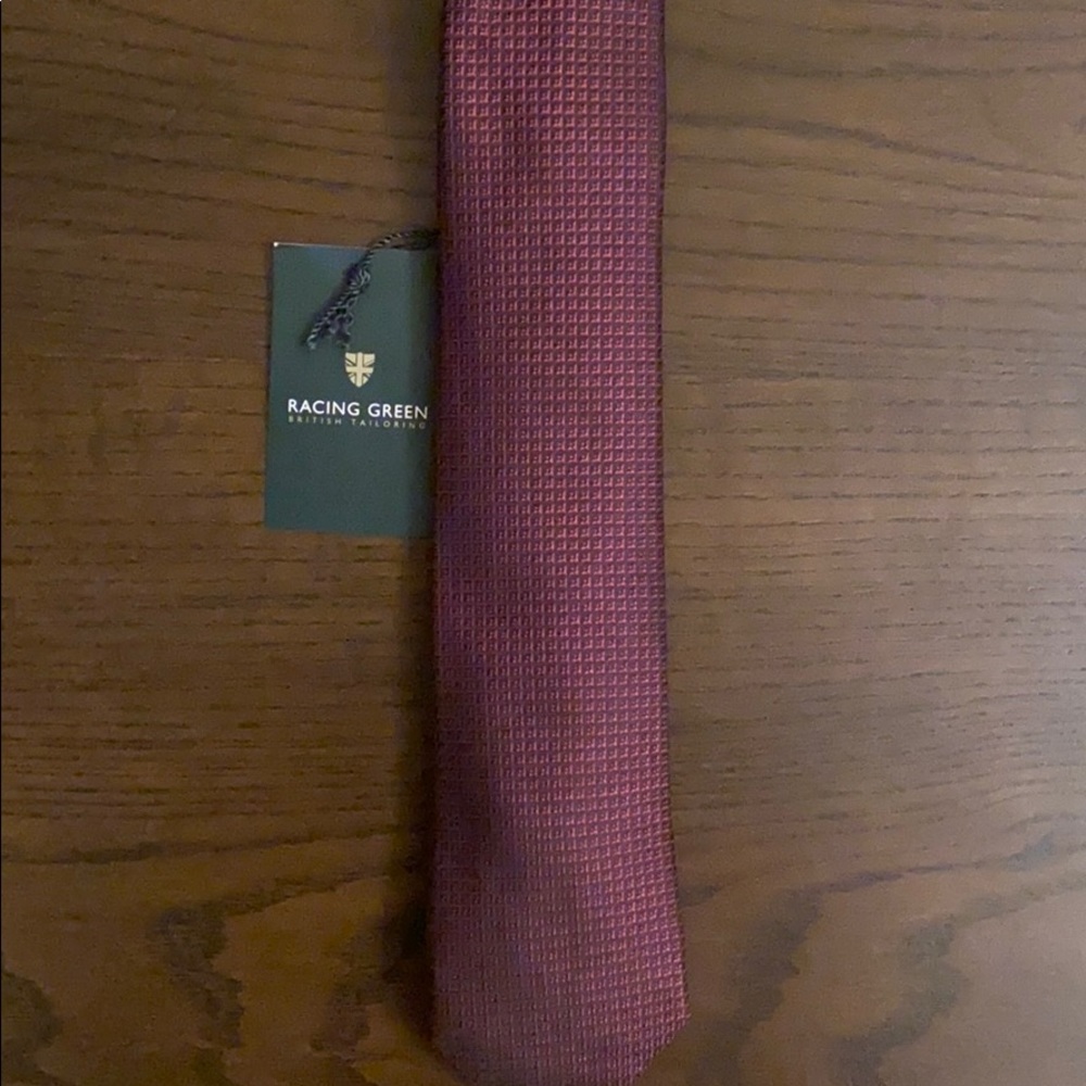 Pure Silk Check Pattern Slim Burgundy Tie